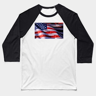 American Flag in the Wind Baseball T-Shirt